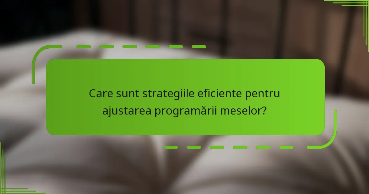 Care sunt strategiile eficiente pentru ajustarea programării meselor?