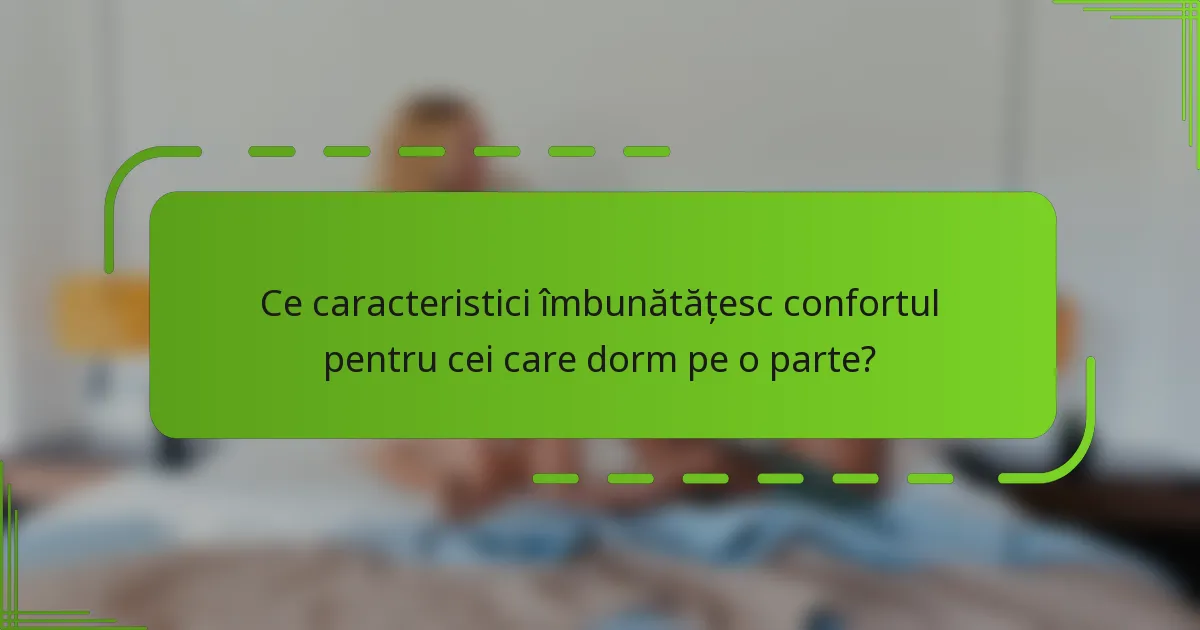 Ce caracteristici îmbunătățesc confortul pentru cei care dorm pe o parte?
