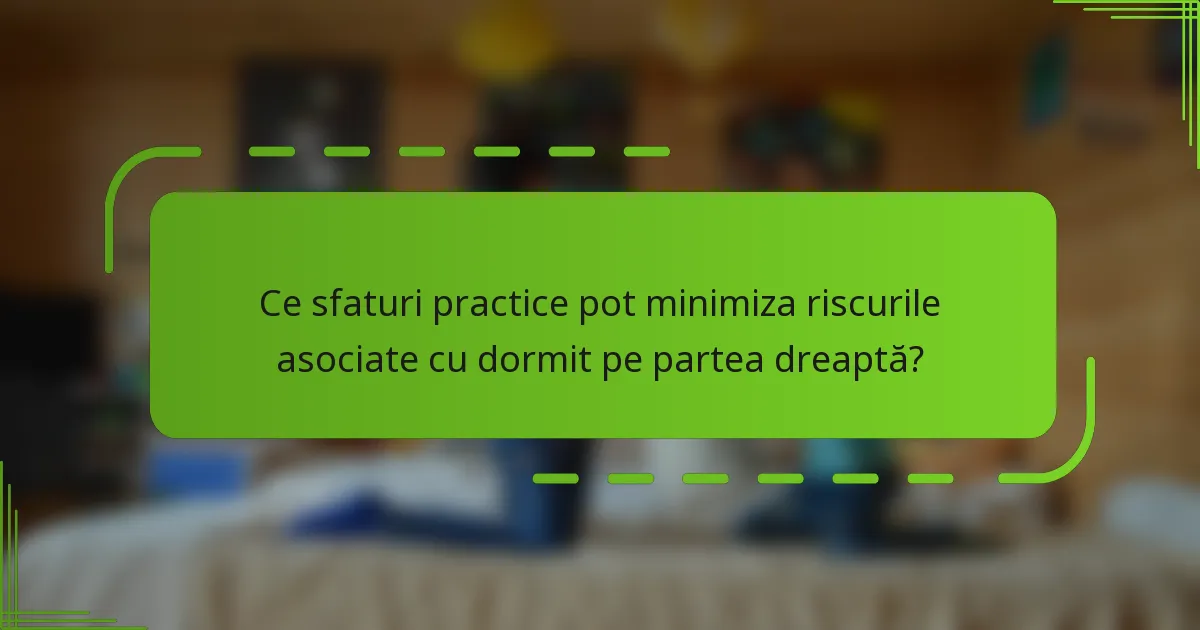 Ce sfaturi practice pot minimiza riscurile asociate cu dormit pe partea dreaptă?