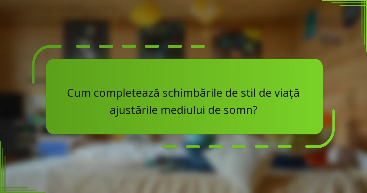 Cum completează schimbările de stil de viață ajustările mediului de somn?